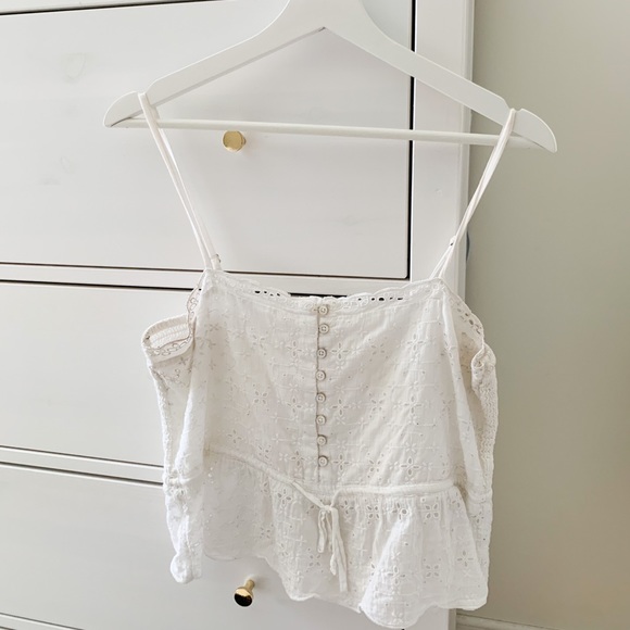 White Boho Lace Crop Top - Picture 2 of 2